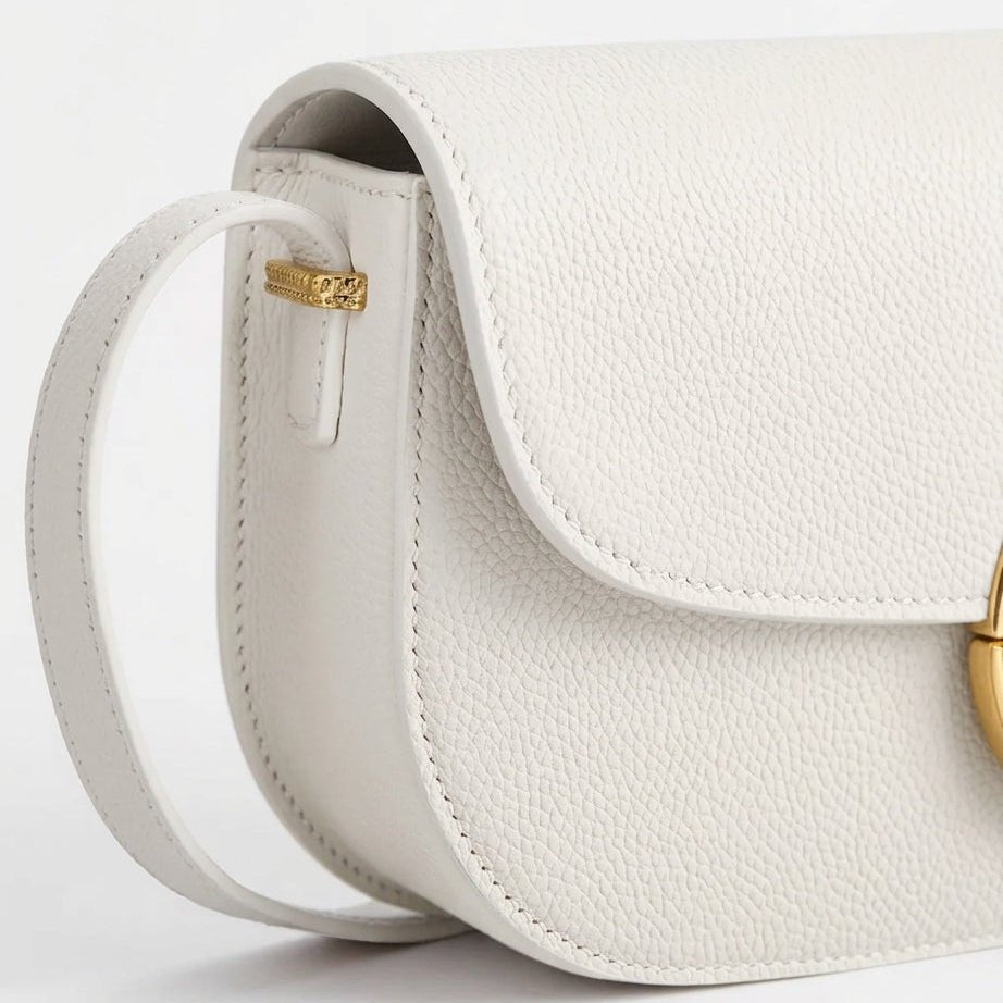 Dior Classic White Leather Bag With Gold Oval Buckle 3