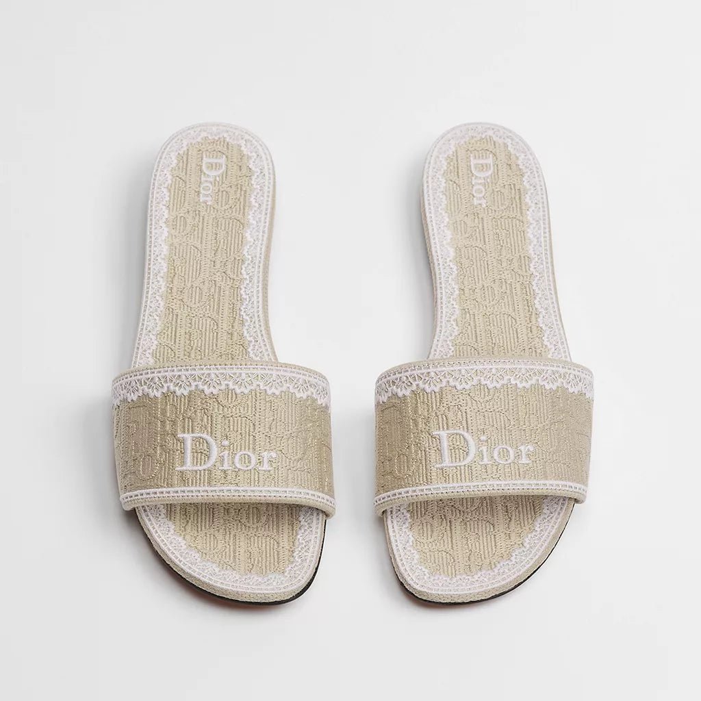 Dior Dentelle Slide Embroidered Cotton and White Lace 2