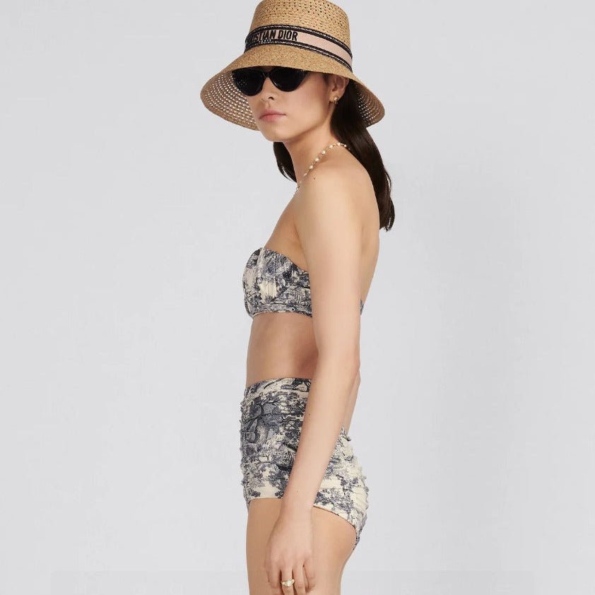 Dior Dioriviera One Piece Strapless Bikini White And Blue Toile De Jouy Technical Fabric 2