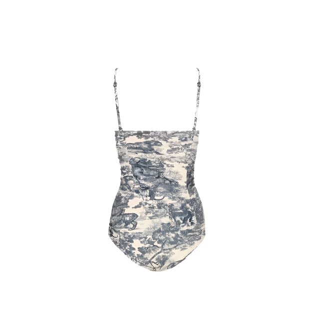 Dior Dioriviera One Piece Swimsuit White And Blue Toile De Jouy Technical Fabric 2