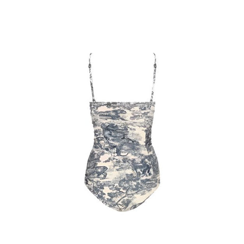 Dior Dioriviera One Piece Swimsuit White And Blue Toile De Jouy Technical Fabric - BEAUTY BAR