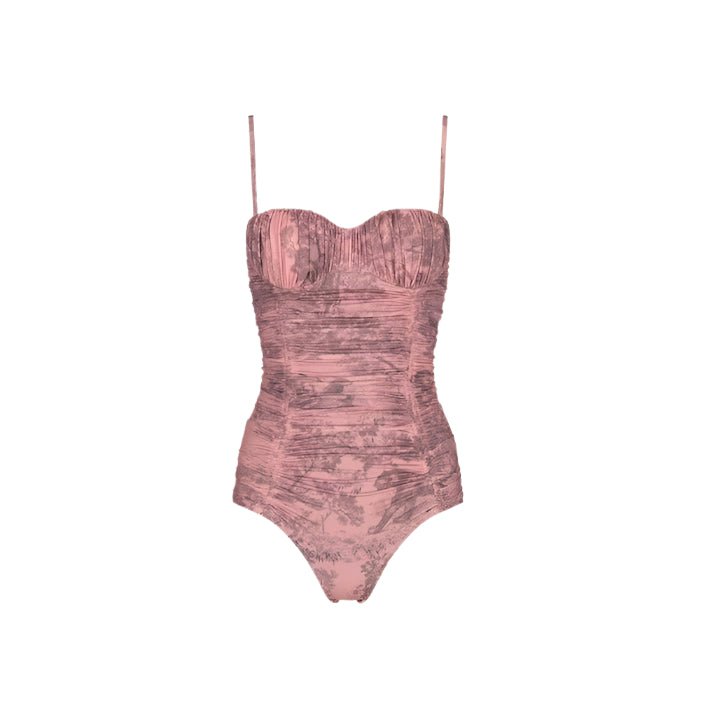 Dior Dioriviera One Piece Swimsuit White And Pink Toile De Jouy Technical Fabric 4
