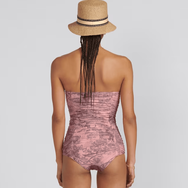 Dior Dioriviera One Piece Swimsuit White And Pink Toile De Jouy Technical Fabric 2