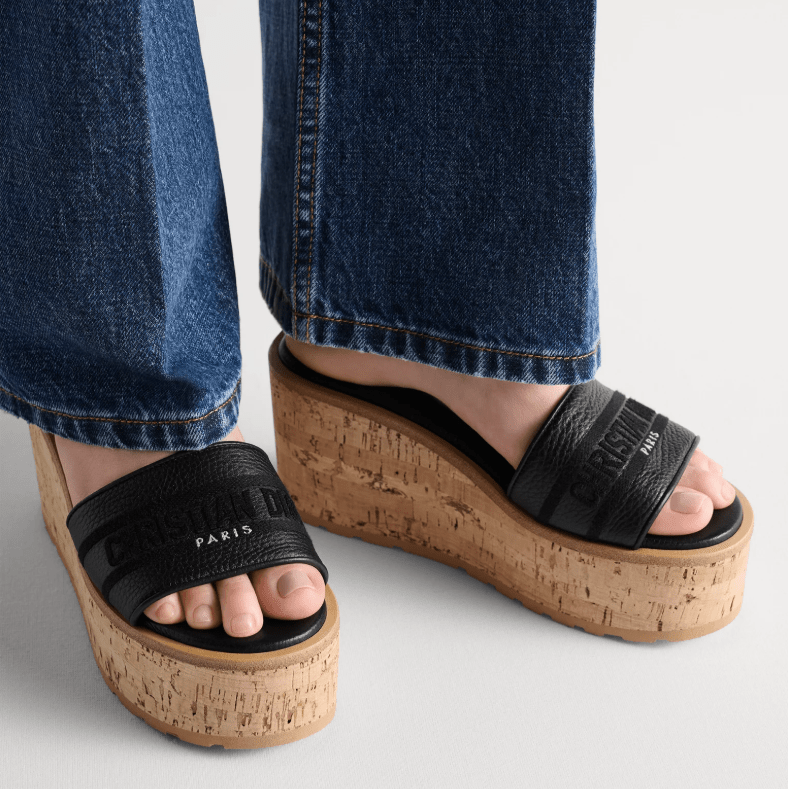 Dior Dway Platform Slide Black Grained Calfskin 4
