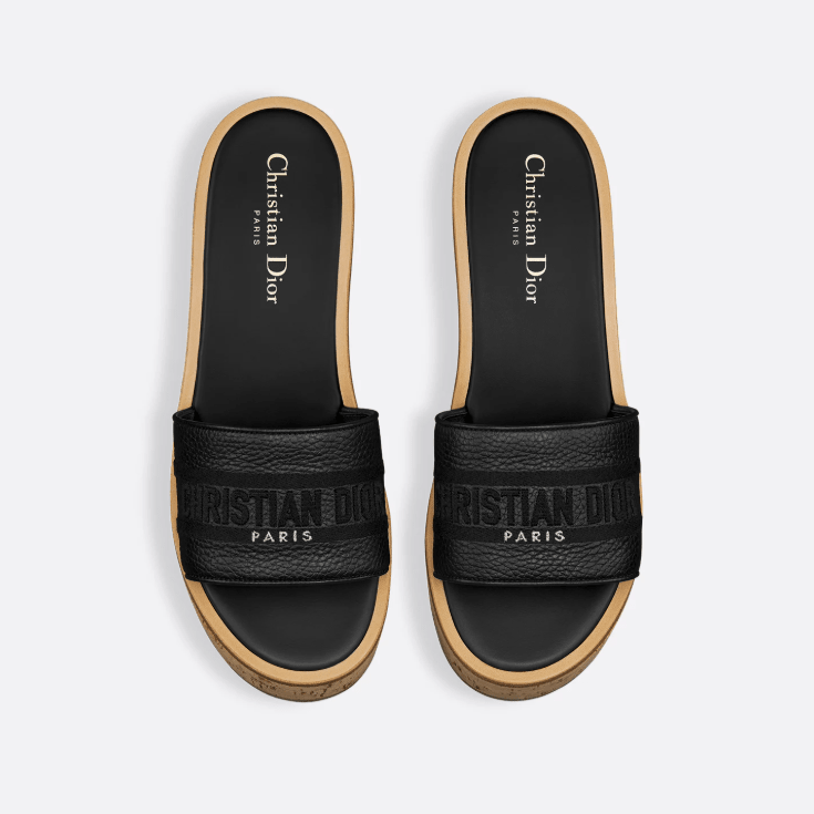 Dior Dway Platform Slide Black Grained Calfskin 2