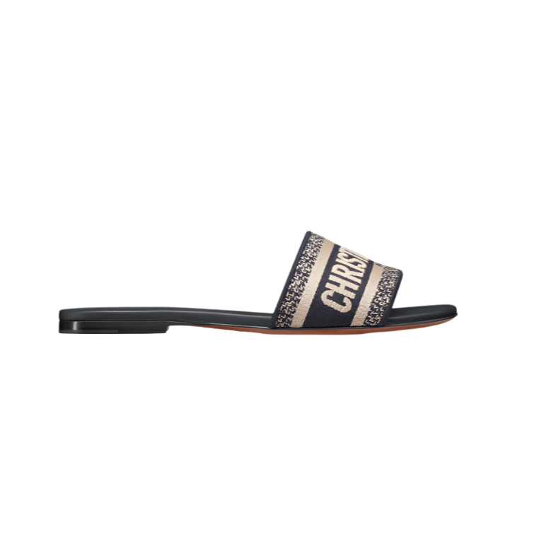 Dior Dway Slide Deep Black Embroidered Cotton 2
