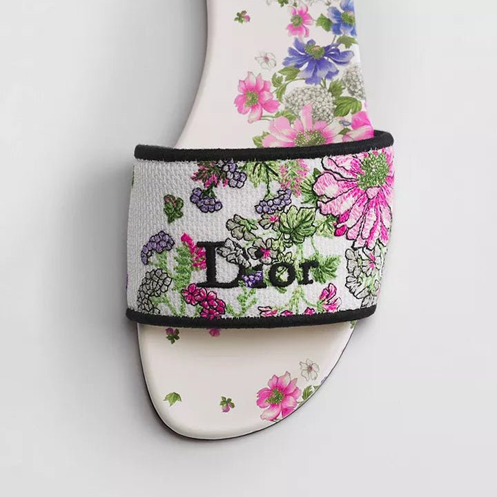 Dior Dway Slide Embroidered Cotton and Multicolor Dior Hortensia Garden Motif 4