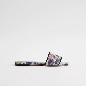 Dior Dway Slide Embroidered Cotton and Multicolor Dior Hortensia Garden Motif