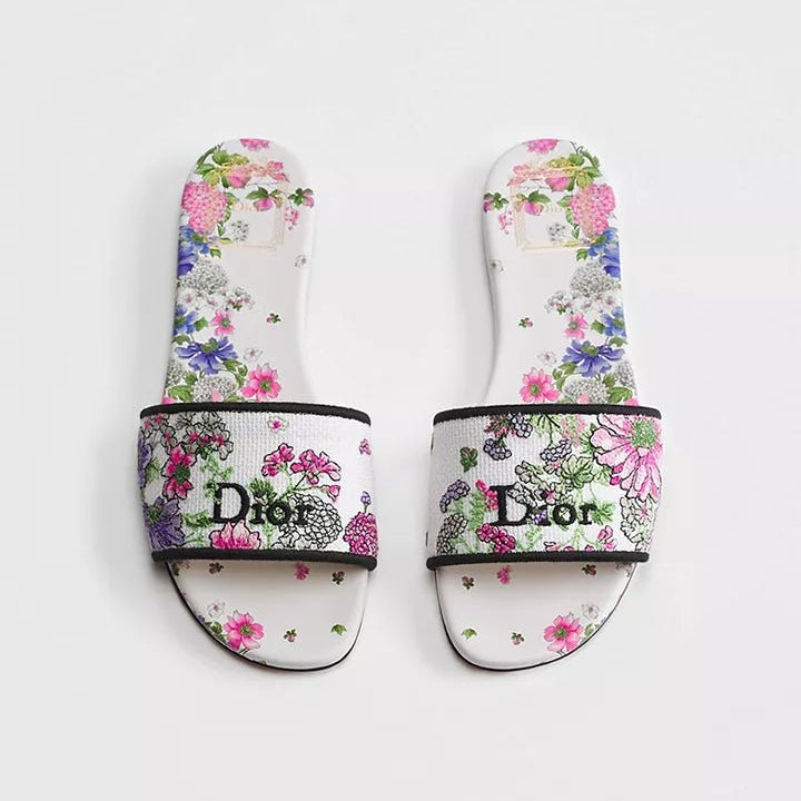 Dior Dway Slide Embroidered Cotton and Multicolor Dior Hortensia Garden Motif 2