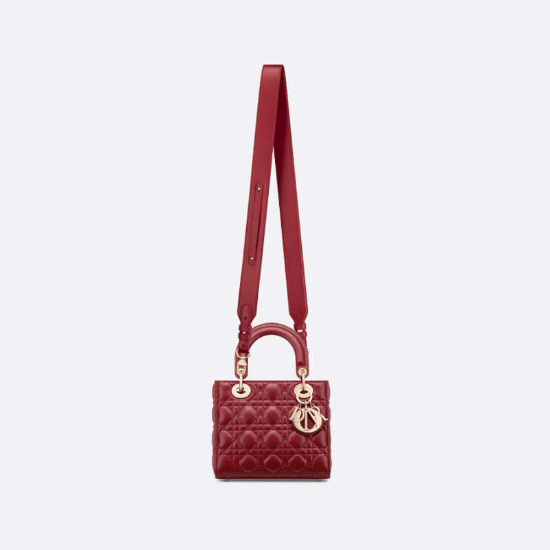 Dior Lady Dior My ABCDior Small Bag Cannage Patterned Sheepskin In Cherry 3