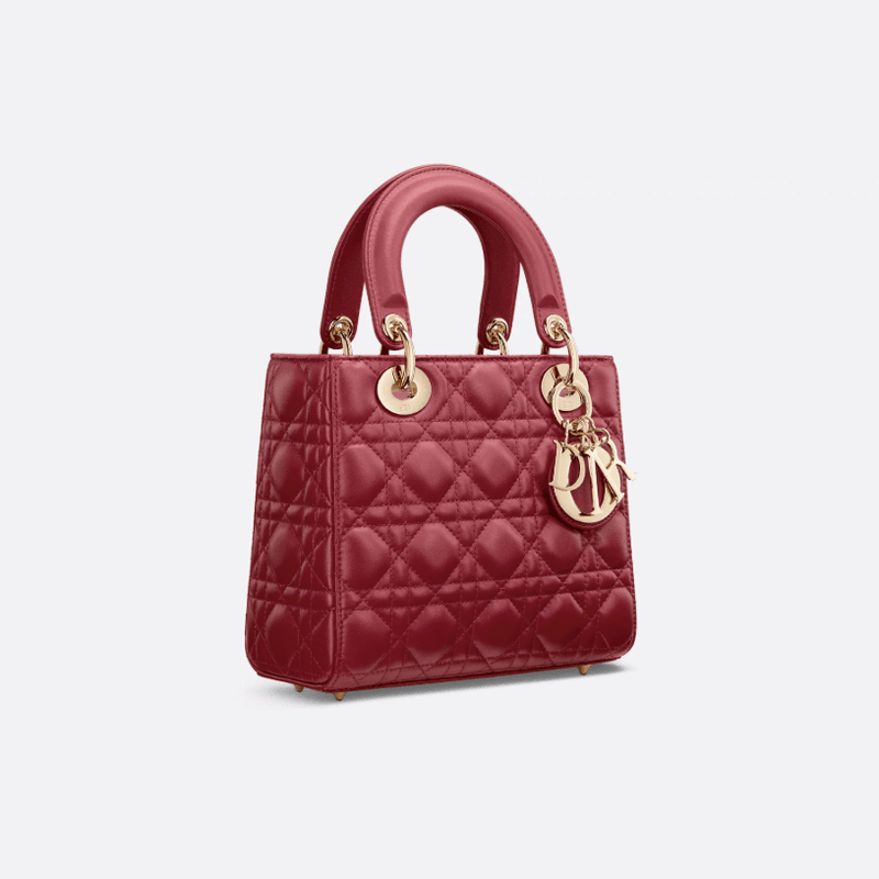 Dior Lady Dior My ABCDior Small Bag Cannage Patterned Sheepskin In Cherry 4