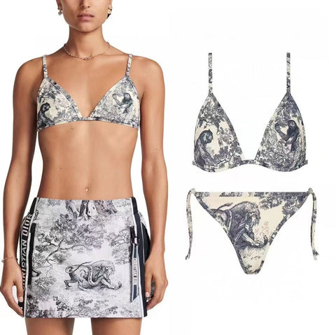 Dior Logo Bikini Swimsuit In Gray - BEAUTY BAR