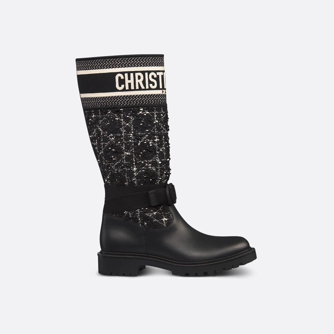 Dior-Major Boot Black And White Cannage Tweed and Black Calfskin 2