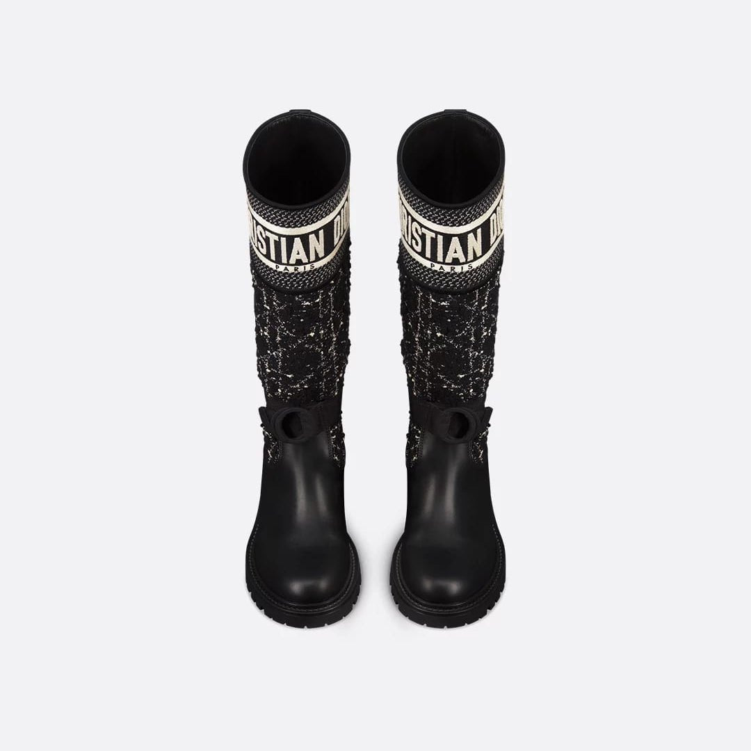 Dior-Major Boot Black And White Cannage Tweed and Black Calfskin 4