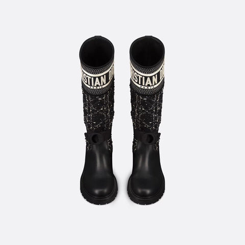 Dior - Major Boot Black And White Cannage Tweed and Black Calfskin - BEAUTY BAR