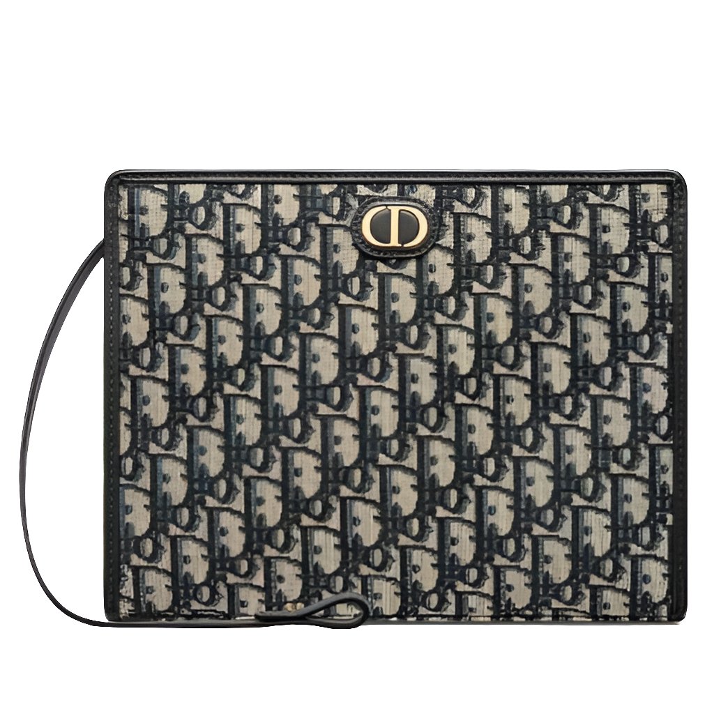 Dior Medium 30 Montaigne Pouch Blue Oblique Jacquard 2