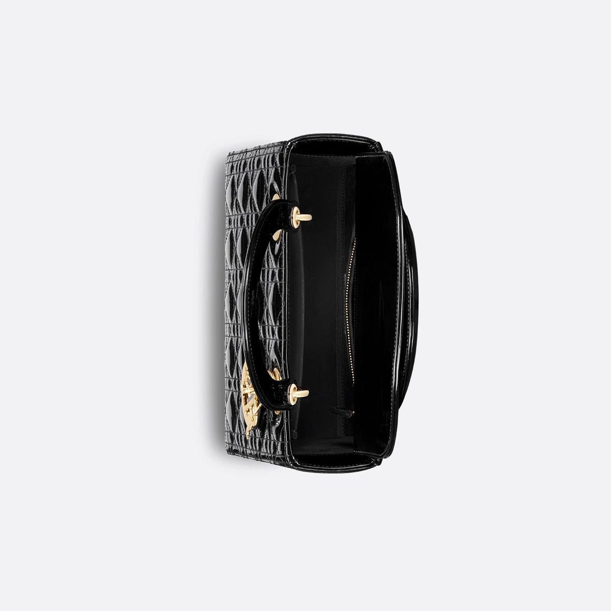 Dior Medium Lady Bag Black Patent Cannage 4