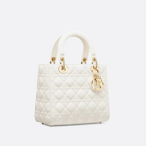 Dior Medium Lady Bag White - BEAUTY BAR