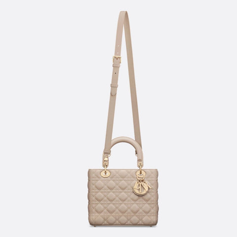 Dior Medium Lady Dior Bag Powder Beige Cannage Lambskin - BEAUTY BAR
