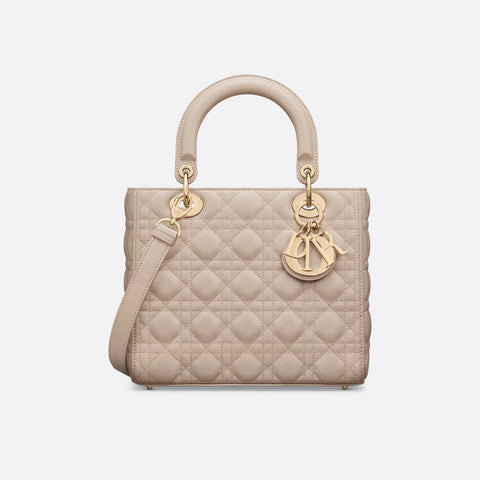 Dior Medium Lady Dior Bag Powder Beige Cannage Lambskin - BEAUTY BAR