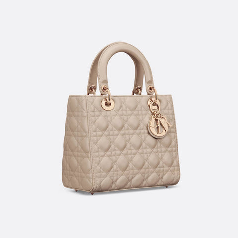 Dior Medium Lady Dior Bag Powder Beige Cannage Lambskin - BEAUTY BAR