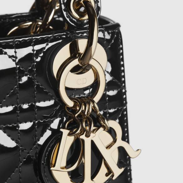 Dior Mini Lady Dior Bag Black Patent Cannage Calfskin 2