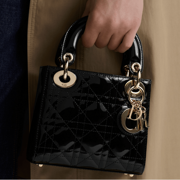 Dior Mini Lady Dior Bag Black Patent Cannage Calfskin 3