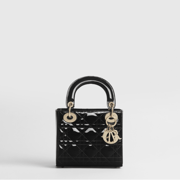 Dior Mini Lady Dior Bag Black Patent Cannage Calfskin 1