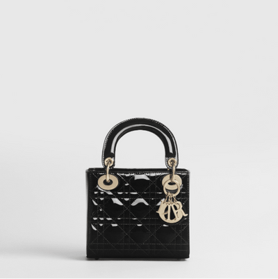 Dior Mini Lady Dior Bag Black Patent Cannage Calfskin