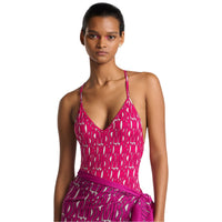 Dior One Piece Swimsuit White Technical Fabric With Fuchsia Miss Dior Allover Motif