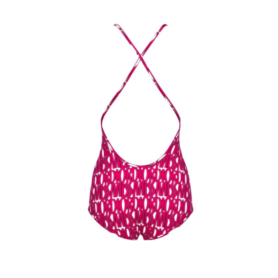Dior One Piece Swimsuit White Technical Fabric With Fuchsia Miss Dior Allover Motif 3