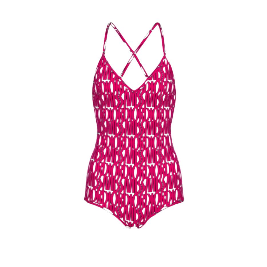 Dior One Piece Swimsuit White Technical Fabric With Fuchsia Miss Dior Allover Motif 2