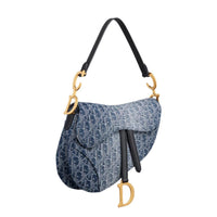 Dior Saddle Bag With Strap Blue Denim Dior Oblique Jacquard Women