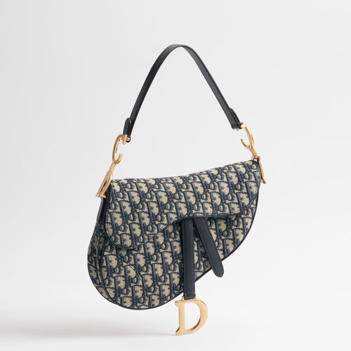 Dior Saddle Bag with Strap Blue Dior Oblique Jacquard