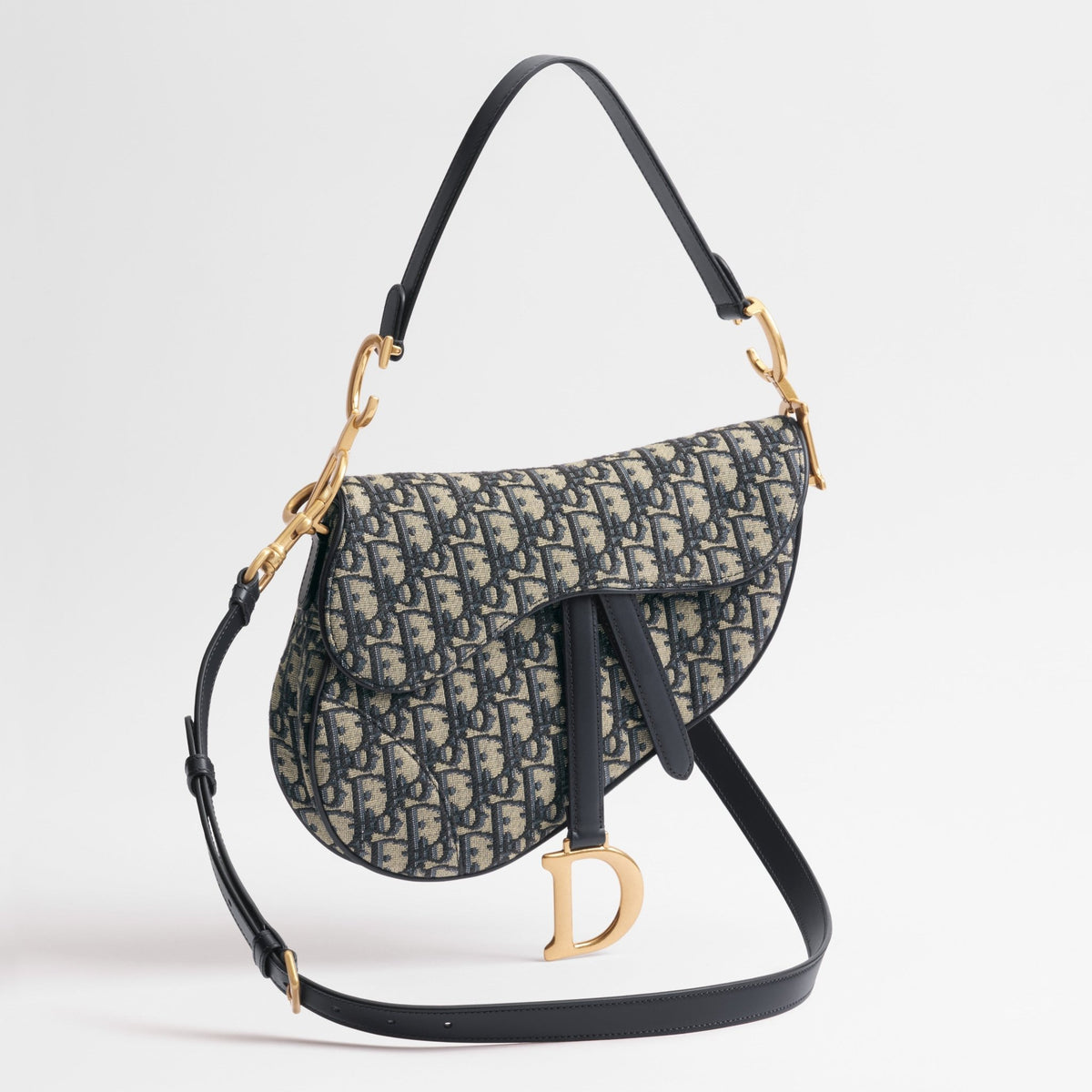 Dior Saddle Bag with Strap Blue Dior Oblique Jacquard 4