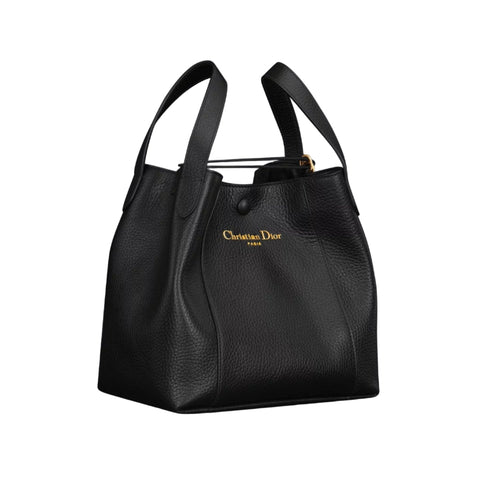 Dior Signature Bucket Bag Black Leather Structured Shoulder Bag - BEAUTY BAR