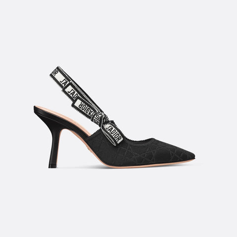 Dior Slingback Pump Black Technical Fabric with Cannage Motif - BEAUTY BAR