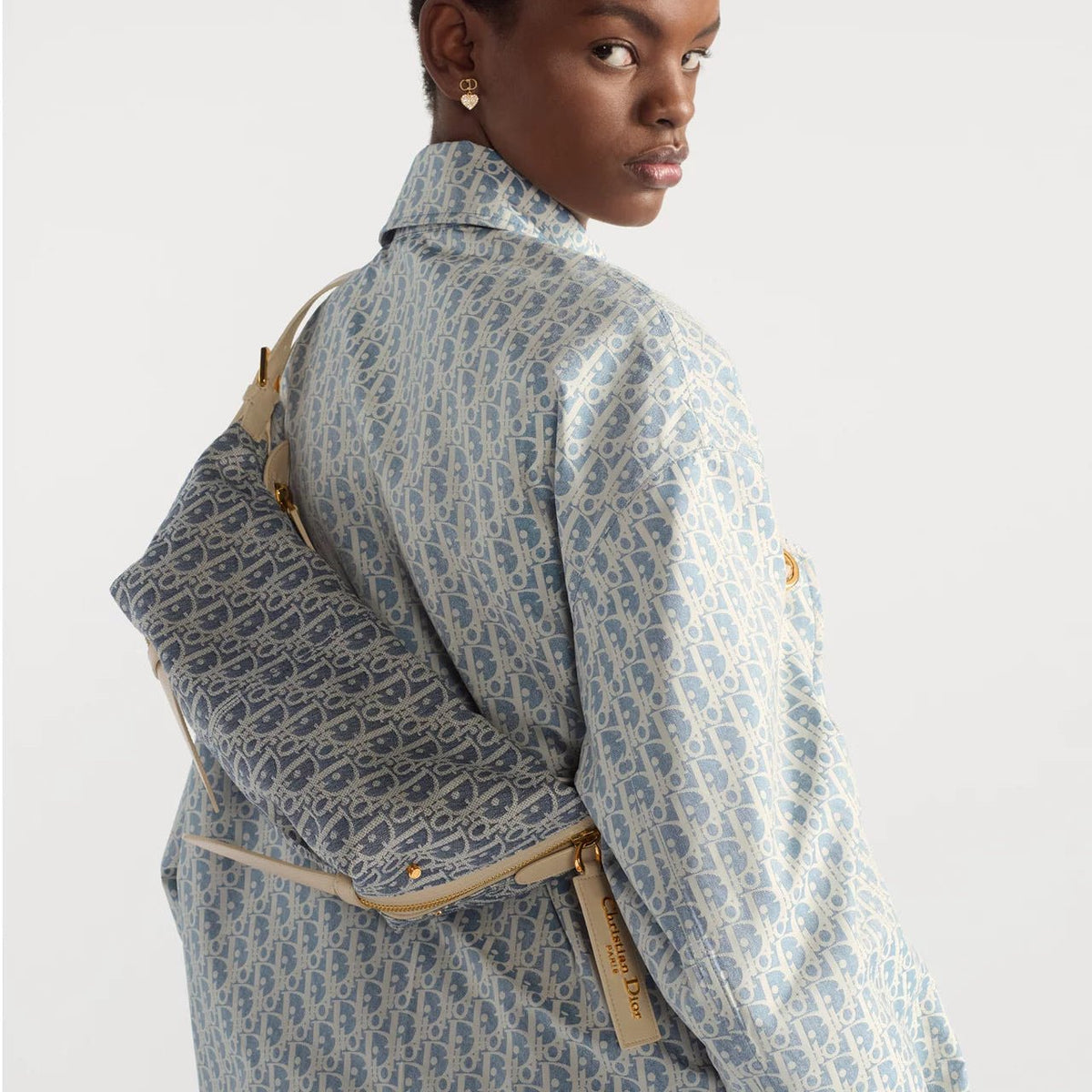 Dior Small D-Journey Bag Blue Oblique Chambray With Raffia 3