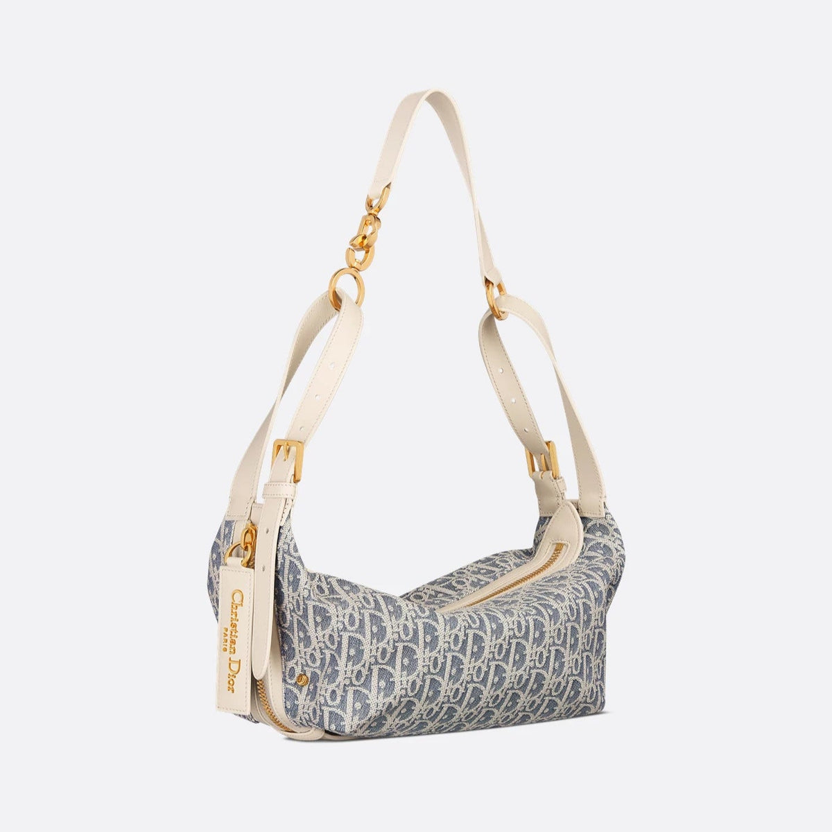 Dior Small D-Journey Bag Blue Oblique Chambray With Raffia 1