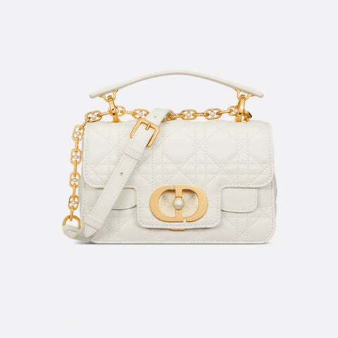 Dior Small Jolie Top Handle Bag Latte Cannage White - BEAUTY BAR