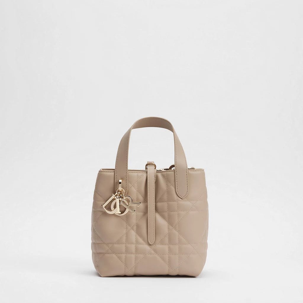 Dior Small Toujours Vertical Tote Bag Powder Beige Macrocannage Calfskin 1