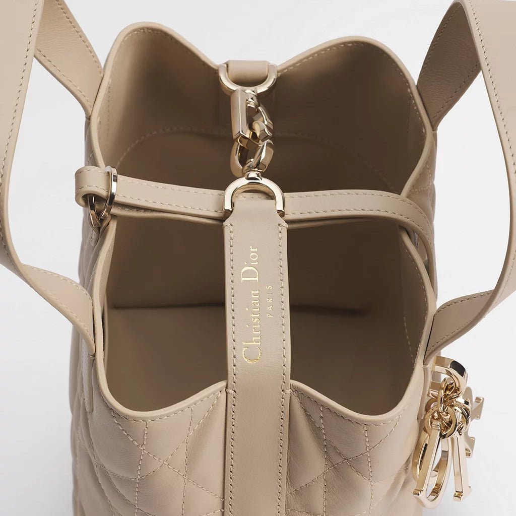 Dior Small Toujours Vertical Tote Bag Powder Beige Macrocannage Calfskin 3