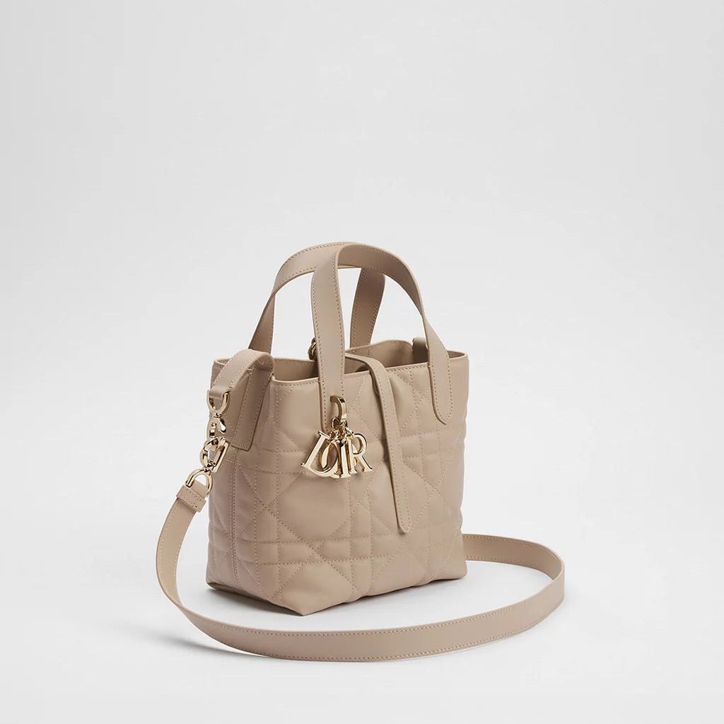 Dior Small Toujours Vertical Tote Bag Powder Beige Macrocannage Calfskin 2
