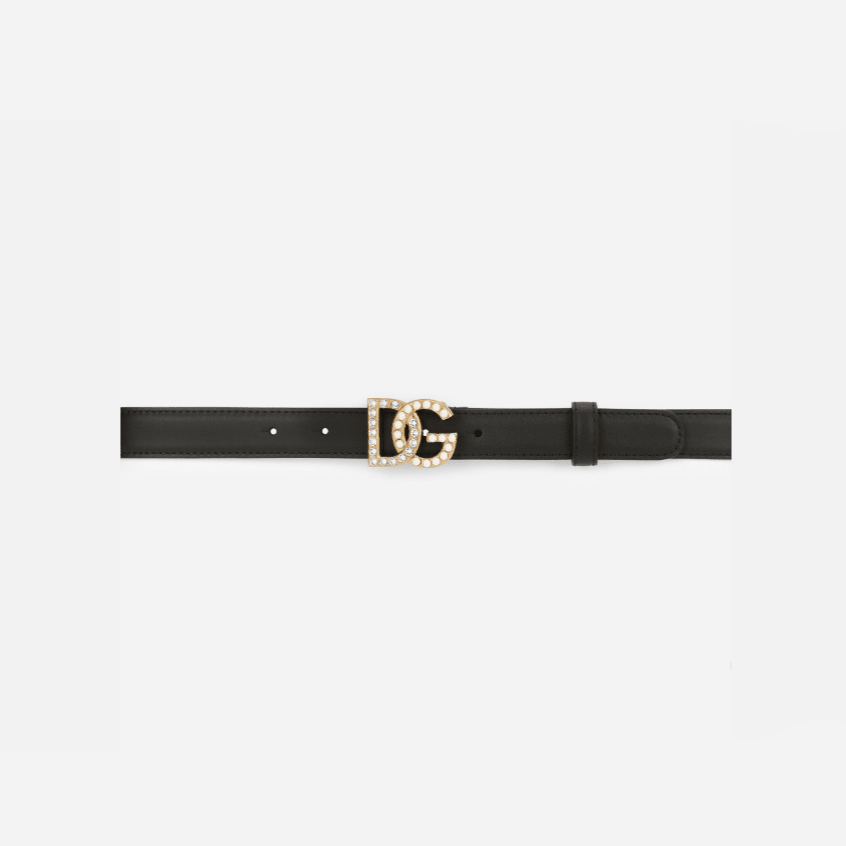 Dolce & Gabbana Calfskin Belt With DG Logo With Rhinestones And Pearls 3