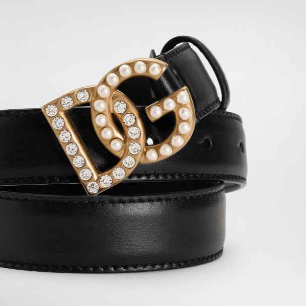 Dolce & Gabbana Calfskin Belt With DG Logo With Rhinestones And Pearls 2