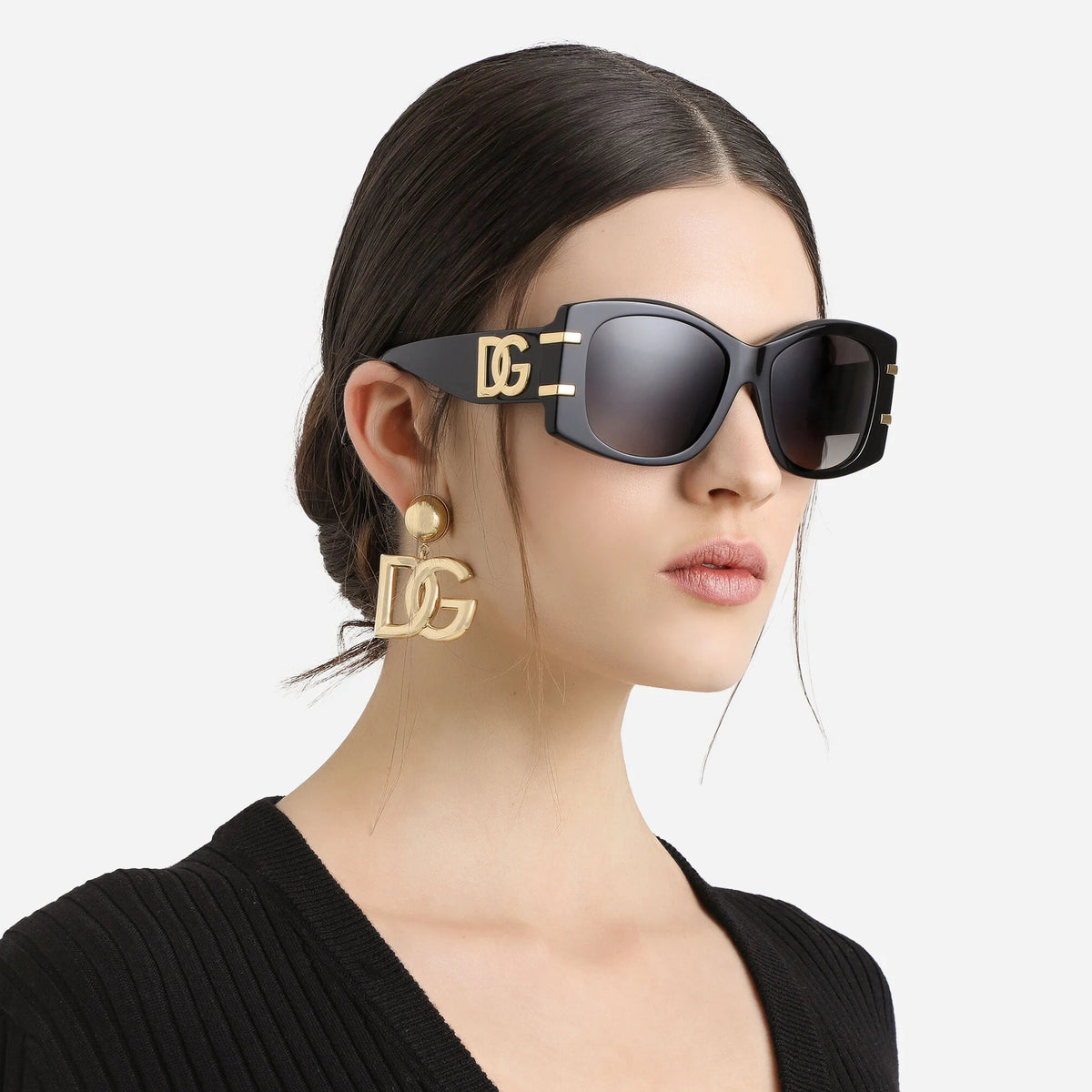 Dolce & Gabbana Griffe Sunglasses Black Acetate Frame 2