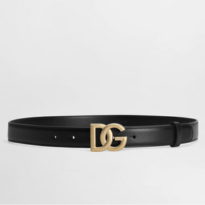Dolce & Gabbana Leather Belt With A Brand Logo Brooch