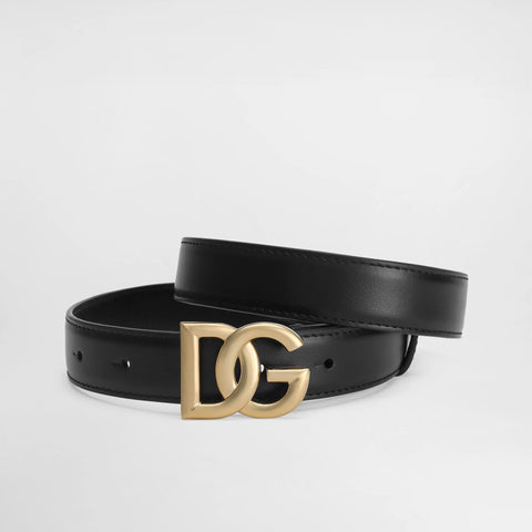 Dolce & Gabbana Leather Belt With A Brand Logo Brooch - BEAUTY BAR