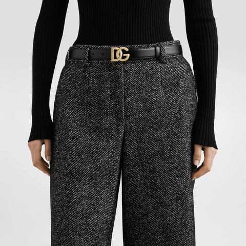 Dolce & Gabbana Leather Belt With A Brand Logo Brooch - BEAUTY BAR