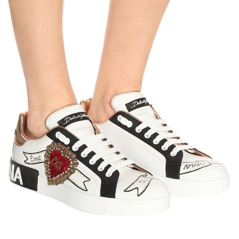 Dolce & Gabbana Portofino Print With Embroidery Sneakers - BEAUTY BAR